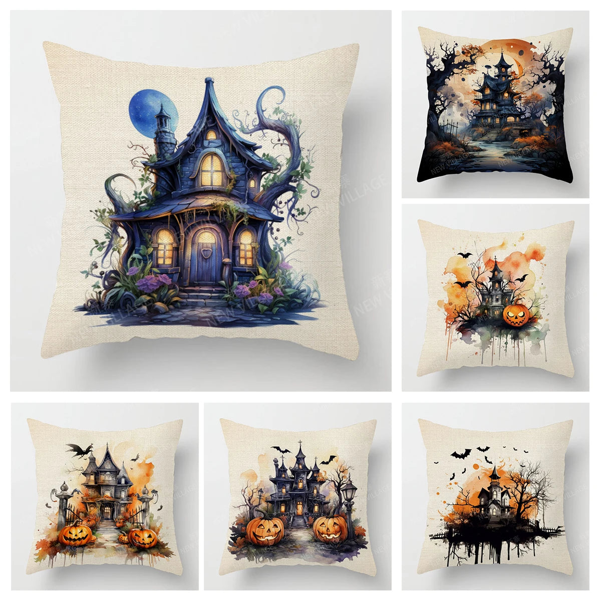 Autumn Harvest Linen Textured Decorative Throw Pillow Cover
