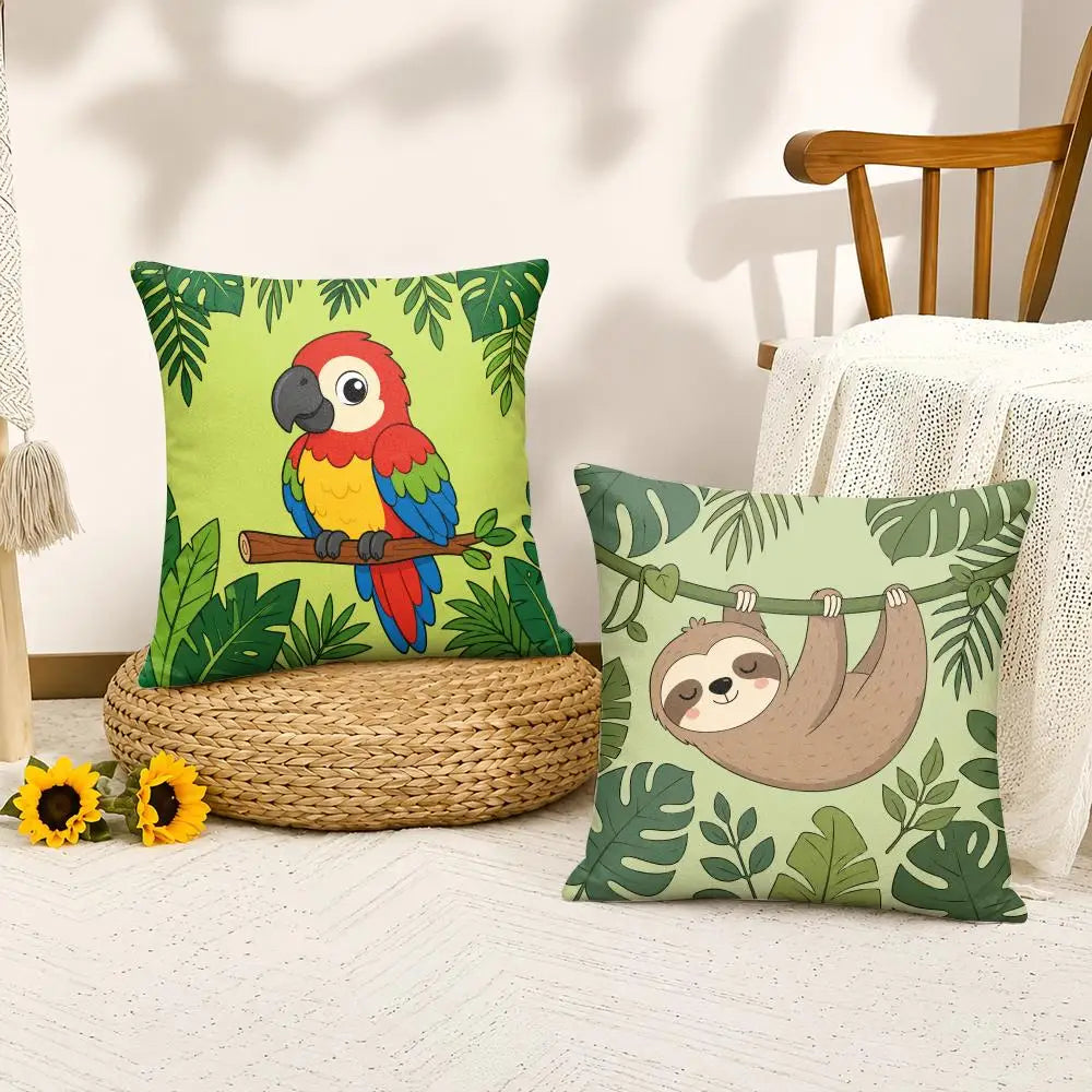 Whimsical Safari Zoo Animal Ultra-Soft Plush Throw Pillow Cover