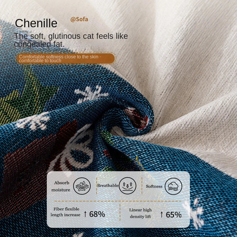 Nordic Christmas Geometric Chenille Non-Slip Couch Cushion Towel