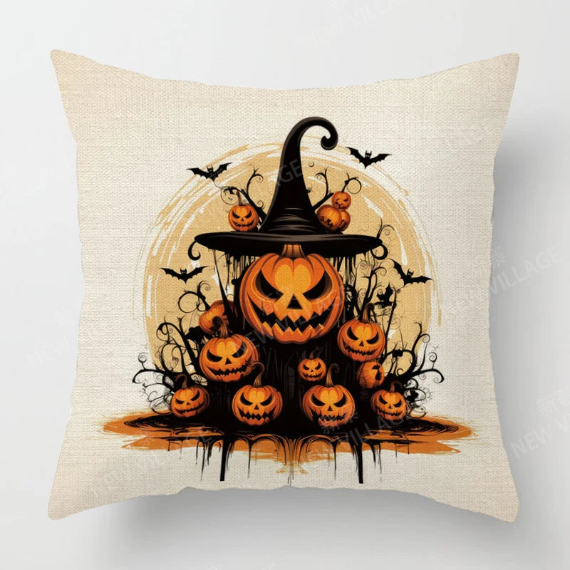 Autumn Harvest Linen Textured Decorative Throw Pillow Cover