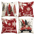 Vintage Christmas Holiday Decorative Throw Pillow Covers - Set of 4