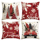 Vintage Christmas Holiday Decorative Throw Pillow Covers - Set of 4
