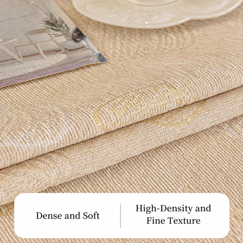 Luxury Beige Chenille Pumpkin Jacquard Sofa Cushion Cover with Lace Trim