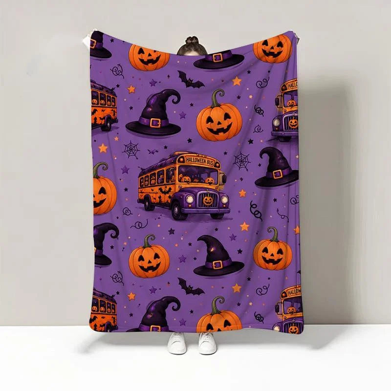 Spooky Festive Halloween Flannel Fleece Plush Throw Blanket