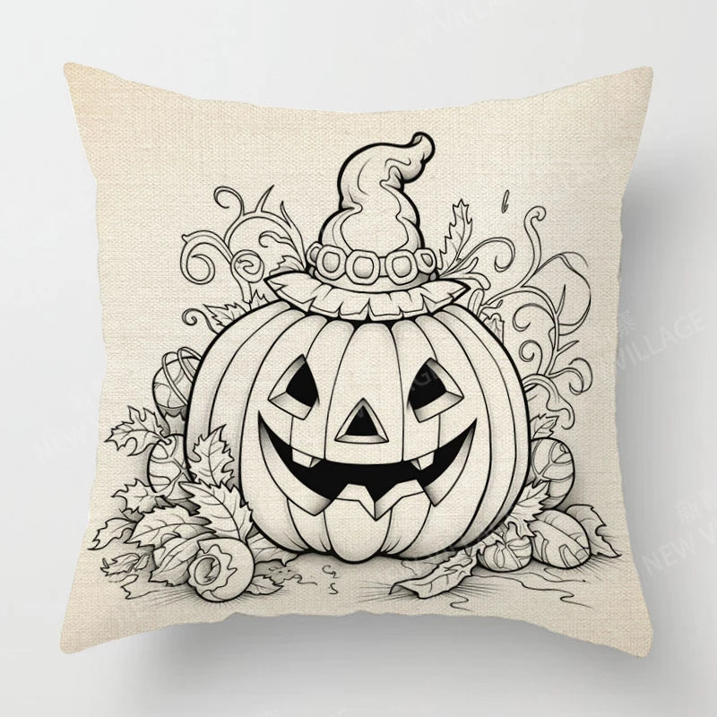 Autumn Harvest Linen Textured Decorative Throw Pillow Cover