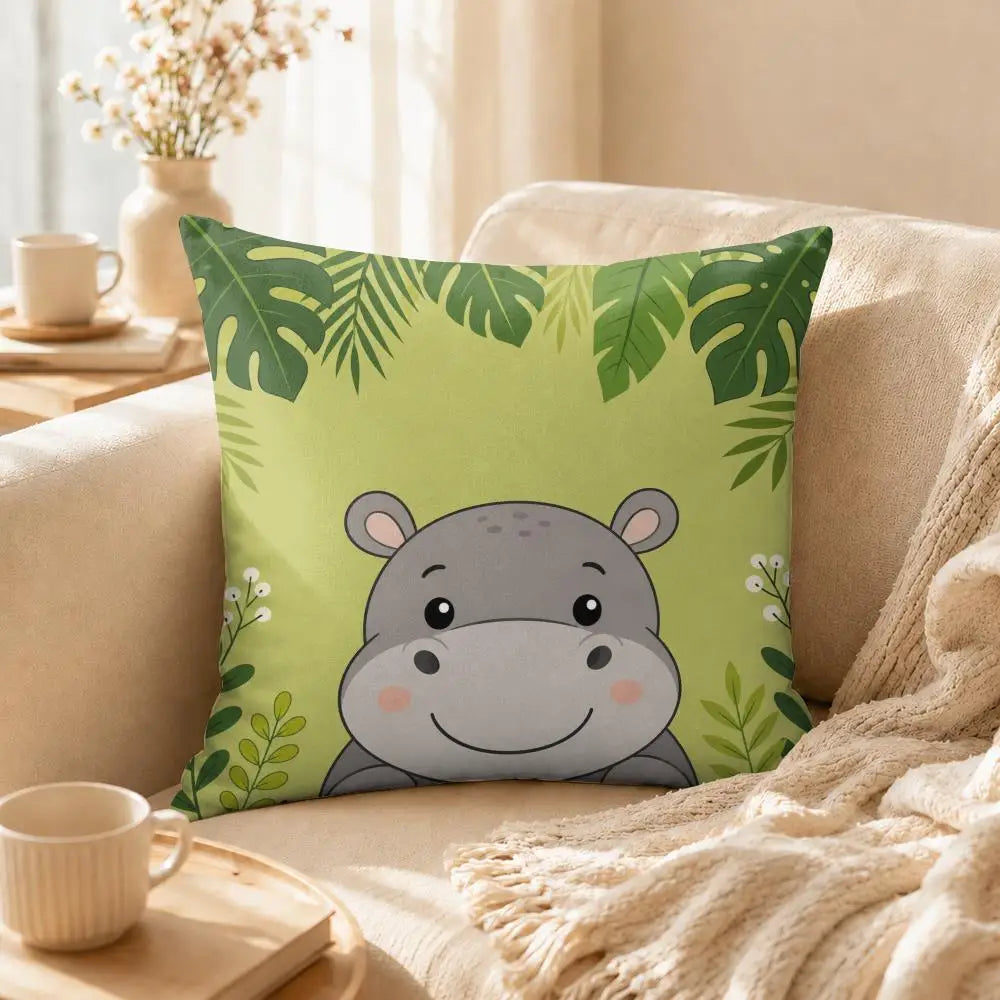 Whimsical Safari Zoo Animal Ultra-Soft Plush Throw Pillow Cover
