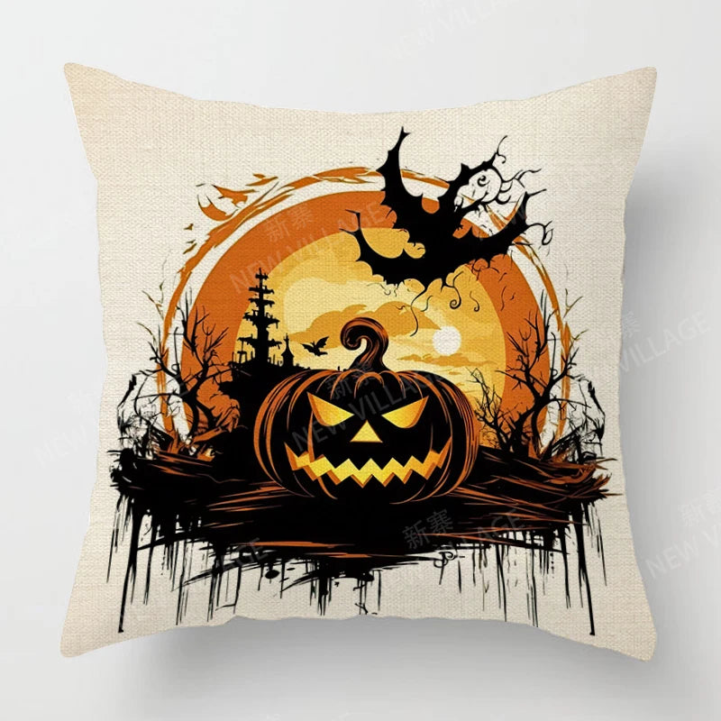 Autumn Harvest Linen Textured Decorative Throw Pillow Cover