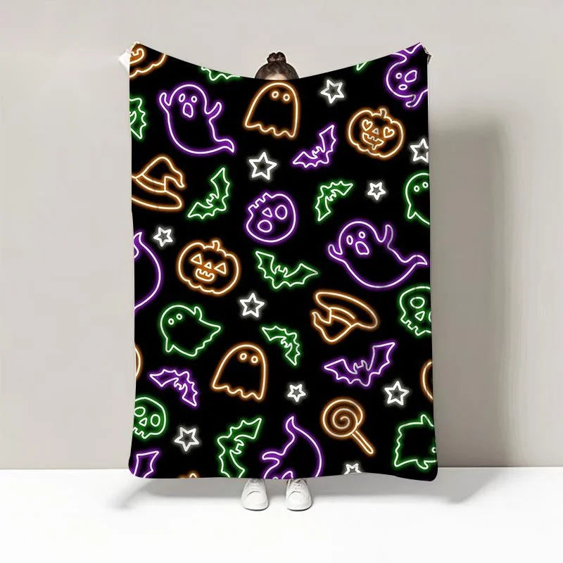 Spooky Festive Halloween Flannel Fleece Plush Throw Blanket