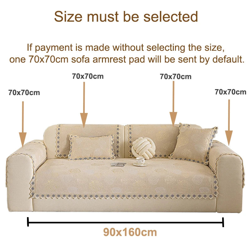 Luxury Beige Chenille Pumpkin Jacquard Sofa Cushion Cover with Lace Trim