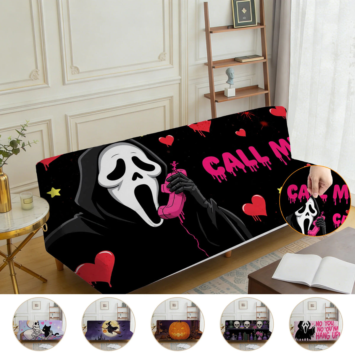 Armless Futon & Sofa Bed Stretch Slipcover - Graphic Print