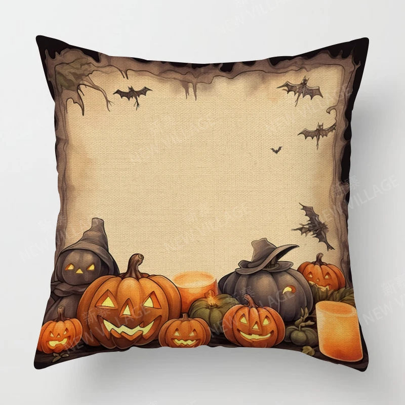 Autumn Harvest Linen Textured Decorative Throw Pillow Cover