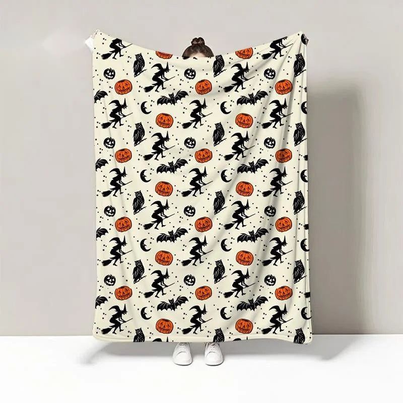 Spooky Festive Halloween Flannel Fleece Plush Throw Blanket
