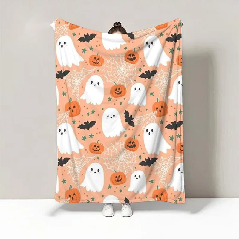 Spooky Festive Halloween Flannel Fleece Plush Throw Blanket