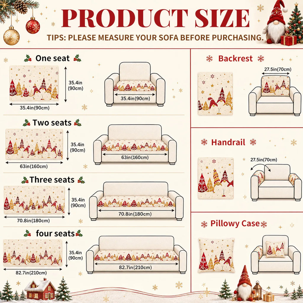Nordic Christmas Geometric Chenille Non-Slip Couch Cushion Towel